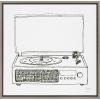 imageKate and Laurel Sylvie Victrola Record Player Framed Canvas Wall Art by Statement Goods 22x22 Natural Minimal Vinyl Records Art for WallGray