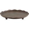 imageKate and Laurel Alessia Modern Decorative Scalloped Round Footed Metal Tray 16 Inch Diameter Bronze Transitional FoodSafe Cast Aluminum Pedestal Tray with Rough Texture and Deckled Edge