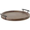 imageKate and Laurel Bruillet Transitional Wood Round Lazy Susan Tray 20 x 20 Brown Wooden Countertop Organizer with Turning Lazy Susan for Kitchen Storage Coffee Table or Living Room OttomanBrown