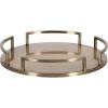 imageKate and Laurel Gohana Round Tray with Metal Handles 16 Inch Diameter Antique Brass Modern Glam Serving Tray with Handles for Use as Ottoman Topper or Living Room Decor