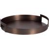 imageKate and Laurel Myo Transitional Metal Round Tray 15 Inch Diameter Bronze Modern Glam Circular Decorative Serving Tray with Handles for Use as Living Room Ottoman Table or Entryway Tray DecorBronze