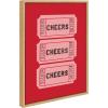 imageKate and Laurel Sylvie Cheers Pink Red Ticket Framed Canvas Wall Art by Alli Standefer 18x24 Natural Admission Ticket Art for Wall
