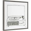 imageKate and Laurel Sylvie Victrola Record Player Framed Canvas Wall Art by Statement Goods 22x22 Natural Minimal Vinyl Records Art for WallGray