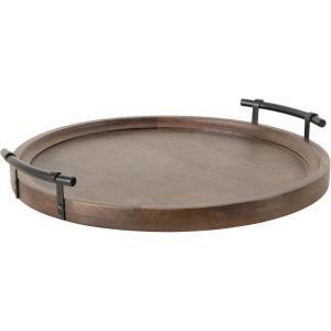 imageKate and Laurel Bruillet Transitional Wood Round Lazy Susan Tray 20 x 20 Brown Wooden Countertop Organizer with Turning Lazy Susan for Kitchen Storage Coffee Table or Living Room OttomanBrown