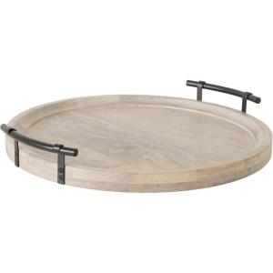 imageKate and Laurel Bruillet Transitional Wood Round Lazy Susan Tray 20 x 20 Brown Wooden Countertop Organizer with Turning Lazy Susan for Kitchen Storage Coffee Table or Living Room OttomanNatural