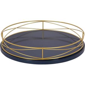 imageKate and Laurel Mendel Rectangle Tray with Decorative Metal Rim 165 x 12 White and GoldBlueGold