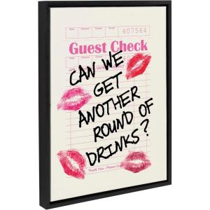 imageKate and Laurel Sylvie Another Round Guest Check Framed Canvas Wall Art by Alli Standefer 18x24 Black Bar Drink Decor Art for WallBlack