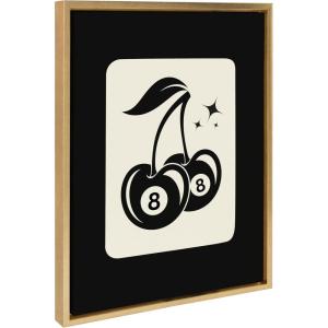 imageKate and Laurel Sylvie Cherry Ball 8 Framed Canvas Wall Art by Honey Island Studio 18x24 Bright Gold Cherry 8Ball Art for Wall