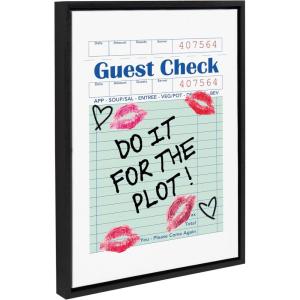 imageKate and Laurel Sylvie Do It For The Plot Guest Check Framed Canvas Wall Art by Alli Standefer 18x24 Black Cute Glam Guest Check Art for Wall