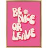 imageKate and Laurel Sylvie Be Nice or Leave Framed Canvas Wall Art by Honey Island Studio 18x24 Bright Gold Bright Pink Quote Art for WallBright Gold