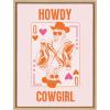imageKate and Laurel Sylvie Howdy Cowgirl Pink Orange Framed Canvas Wall Art by Honey Island Studio 18x24 Natural Cute Western Cowgirl Art for Wall