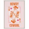 imageKate and Laurel Sylvie Howdy Cowgirl Pink Orange Framed Canvas Wall Art by Honey Island Studio 18x24 White Cute Western Cowgirl Art for Wall