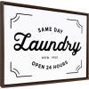 imageKate and Laurel Sylvie Same Day Laundry White Framed Canvas Wall Art by Maggie Price of Hunt and Gather Goods 23x33 Brown Chic Vintage Sign Art for WallBrown