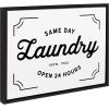 imageKate and Laurel Sylvie Same Day Laundry White Framed Canvas Wall Art by Maggie Price of Hunt and Gather Goods 23x33 Brown Chic Vintage Sign Art for WallBlack