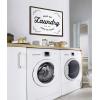 imageKate and Laurel Sylvie Same Day Laundry White Framed Canvas Wall Art by Maggie Price of Hunt and Gather Goods 23x33 Brown Chic Vintage Sign Art for WallBrown