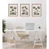 imageKate and Laurel Sylvie Simple Modern Linocut Neutral Lotus Flowers Framed Canvas Wall Art Set by The Creative Bunch Studio 3 Piece Set Beaded Gold BlackandWhite Floral Art for Wall