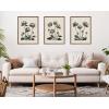 imageKate and Laurel Sylvie Simple Modern Linocut Neutral Lotus Flowers Framed Canvas Wall Art Set by The Creative Bunch Studio 3 Piece Set Beaded Gold BlackandWhite Floral Art for Wall