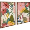 imageKate and Laurel Sylvie Softly 1 and 2 Framed Canvas Wall Art Set by Mia Charro 2 Piece 23x33 Gold Modern Colorful Flower Illustration Art for WallGold