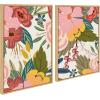 imageKate and Laurel Sylvie Softly 1 and 2 Framed Canvas Wall Art Set by Mia Charro 2 Piece 23x33 Gold Modern Colorful Flower Illustration Art for WallNatural