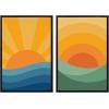 imageKate and Laurel Sylvie Sunshine 1 and 2 Framed Canvas Wall Art Set by Carrie Cantwell 2 Piece Set 23x33 Black Modern Colorful Sun Art Set for Wall