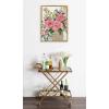 imageKate and Laurel Sylvie Three Pink Peonies Framed Canvas Wall Art by Mackenzie Nelson 18x24 Bright Gold Colorful Flower Art for Wall