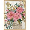 imageKate and Laurel Sylvie Three Pink Peonies Framed Canvas Wall Art by Mackenzie Nelson 18x24 Bright Gold Colorful Flower Art for Wall