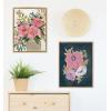 imageKate and Laurel Sylvie Three Pink Peonies Framed Canvas Wall Art by Mackenzie Nelson 18x24 Bright Gold Colorful Flower Art for Wall
