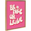 imageKate and Laurel Sylvie Be Nice or Leave Framed Canvas Wall Art by Honey Island Studio 18x24 Bright Gold Bright Pink Quote Art for WallBright Gold