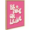 imageKate and Laurel Sylvie Be Nice or Leave Framed Canvas Wall Art by Honey Island Studio 18x24 Bright Gold Bright Pink Quote Art for WallNatural