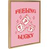 imageKate and Laurel Sylvie Feeling Lucky Framed Canvas Wall Art by Alli Standefer 18x24 Bright Gold Cute Casino Dice Art for Wall