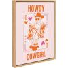 imageKate and Laurel Sylvie Howdy Cowgirl Pink Orange Framed Canvas Wall Art by Honey Island Studio 18x24 Natural Cute Western Cowgirl Art for Wall