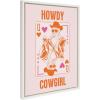imageKate and Laurel Sylvie Howdy Cowgirl Pink Orange Framed Canvas Wall Art by Honey Island Studio 18x24 White Cute Western Cowgirl Art for Wall