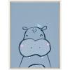 imageKate and Laurel Sylvie Inky Hippo Framed Canvas Wall Art by Lauradidthis 18x24 White Adorable Animal Art for Wall