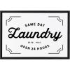 imageKate and Laurel Sylvie Same Day Laundry White Framed Canvas Wall Art by Maggie Price of Hunt and Gather Goods 23x33 Brown Chic Vintage Sign Art for WallBlack