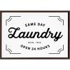 imageKate and Laurel Sylvie Same Day Laundry White Framed Canvas Wall Art by Maggie Price of Hunt and Gather Goods 23x33 Brown Chic Vintage Sign Art for WallBrown