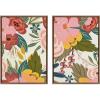 imageKate and Laurel Sylvie Softly 1 and 2 Framed Canvas Wall Art Set by Mia Charro 2 Piece 23x33 Gold Modern Colorful Flower Illustration Art for WallGold
