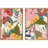 imageKate and Laurel Sylvie Softly 1 and 2 Framed Canvas Wall Art Set by Mia Charro 2 Piece 23x33 Gold Modern Colorful Flower Illustration Art for WallNatural