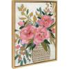 imageKate and Laurel Sylvie Three Pink Peonies Framed Canvas Wall Art by Mackenzie Nelson 18x24 Bright Gold Colorful Flower Art for Wall
