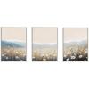 imageKate and Laurel Sylvie Traditional Painterly Summer Meadows Framed Canvas Wall Art Set by The Creative Bunch Studio 3 Piece Set Beaded White Soft Prairie Flowers Art for Wall