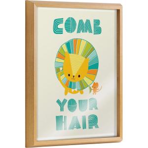 imageKate and Laurel Blake Splish Splash Zoo Lion Framed Printed Glass Wall Art by Heather Rosas 16x20 Natural Adorable Animal Home Decor for Bathroom