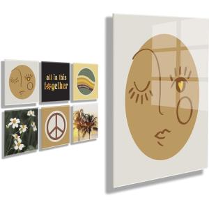 imageKate and Laurel Self Stick Floating Acrylic Art Set of 6 10x10 Elevated Retro Wall Decor