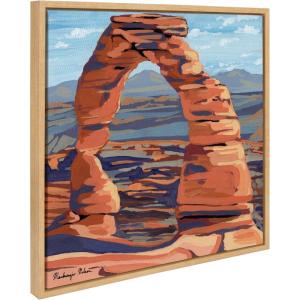 imageKate and Laurel Sylvie Arches Framed Canvas Wall Art by Mackenzie Nelson 22x22 Natural Colorful Desert Landscape Art for Wall