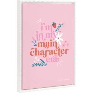 imageKate and Laurel Sylvie Beaded Main Character Era Vintage Framed Canvas Wall Art by Leonora Jennifer Benza of Yellow Heart Art 18x24 White Cute Pink Quote Art for Wall