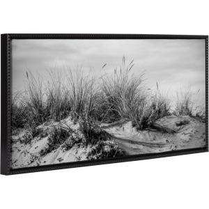 imageKate and Laurel Sylvie Beaded Point Reyes No 4 Black and White Vintage Framed Canvas Wall Art by Crystal Lynn Collins 40x18 Beaded Black BlackandWhite Coastal Beach Art for Wall