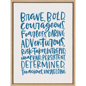 imageKate and Laurel Sylvie Brave Bold Framed Canvas Wall Art by Alicia Schultz 18x24 Natural Inspirational Art for Wall
