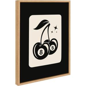 imageKate and Laurel Sylvie Cherry Ball 8 Framed Canvas Wall Art by Honey Island Studio 18x24 Natural Cherry 8Ball Art for Wall