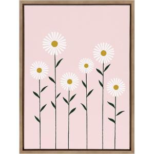 imageKate and Laurel Sylvie Daisies Framed Canvas Wall Art by Duchess Plum 18x24 Gold Happy Floral Accent for Wall