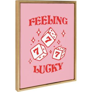 imageKate and Laurel Sylvie Feeling Lucky Framed Canvas Wall Art by Alli Standefer 18x24 Bright Gold Cute Casino Dice Art for Wall