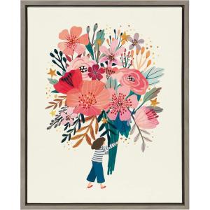 imageKate and Laurel Sylvie Hope Framed Canvas Wall Art by Mia Charro 18x24 Gray Floral Botanical Art for Wall