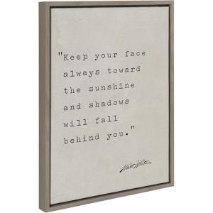 imageKate and Laurel Sylvie Keep Your Face Walt Whitman Framed Canvas Wall Art by Saint and Sailor Studios 18x24 Gray Motivational Quote Art for Wall